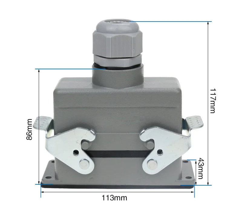 Heavy Duty Metal Locking Connectors - 4 6 10 16 20 24 32 48 Pin - 16A Rated