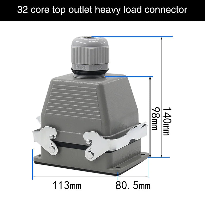 Heavy Duty Metal Locking Connectors - 4 6 10 16 20 24 32 48 Pin - 16A Rated